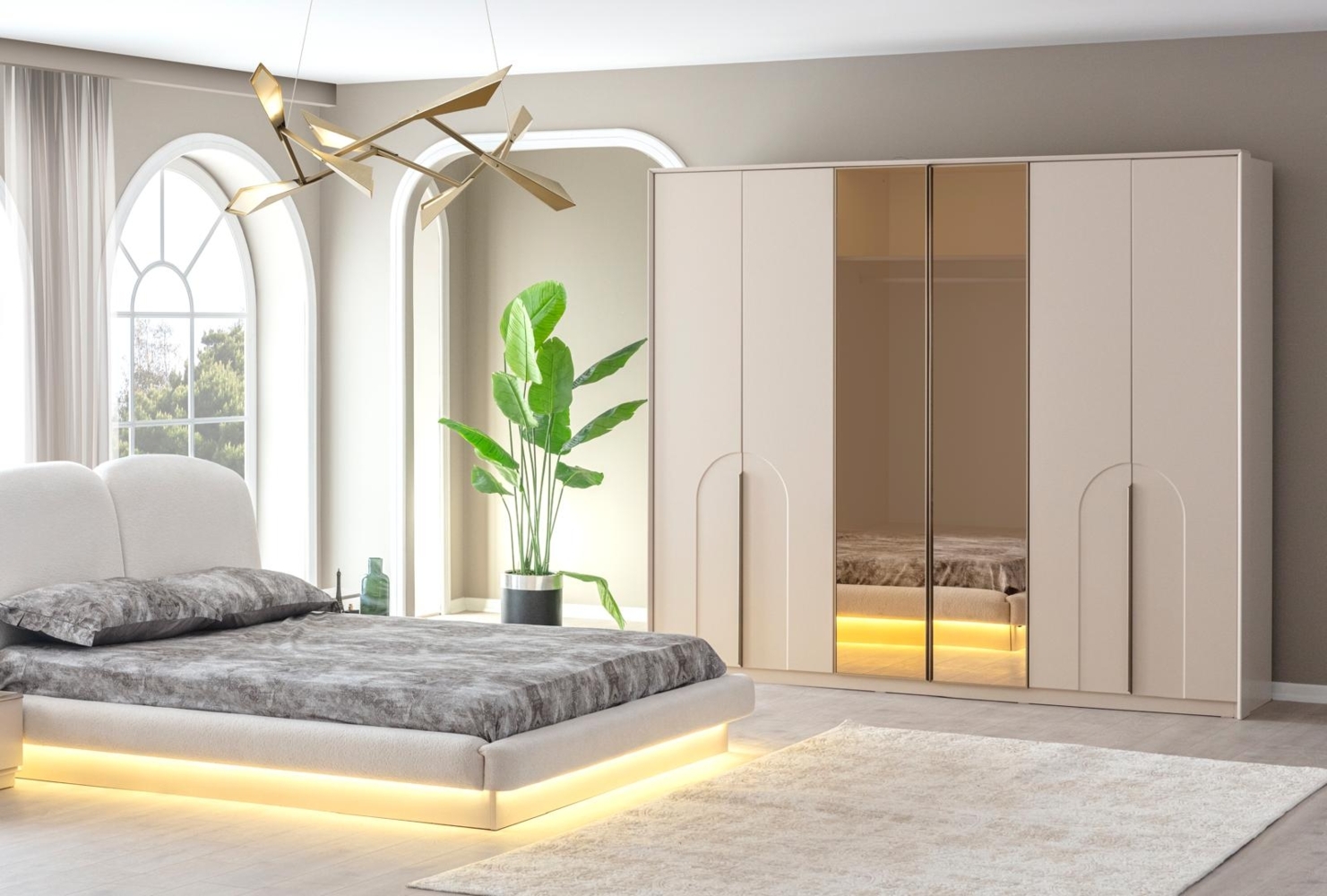 Schlafzimmer-Komplettset "Twilight" – Bett mit Bettkasten, Kleiderschrank, Nachttische, Kommode-white Bild 1