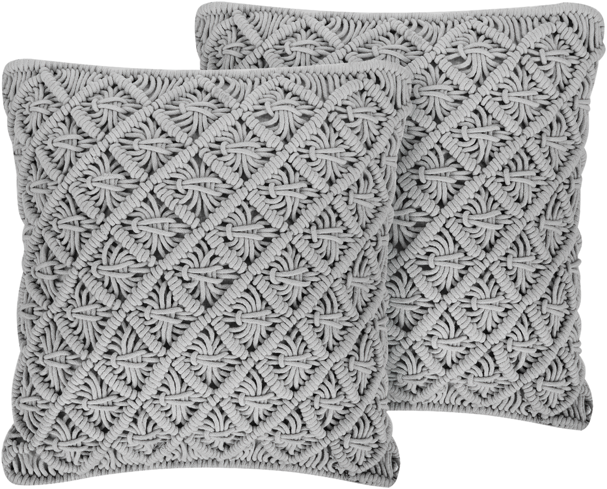 Kissen 2er Set Geometrisches Muster KIZKALESI Baumwolle 45 x 40 cm Grau Bild 1