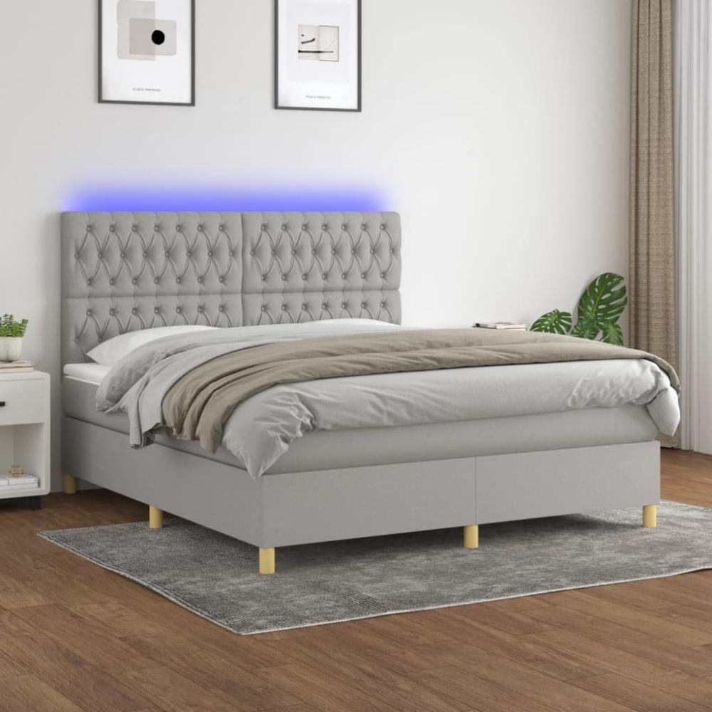 Boxspringbett mit Matratze & LED Stoff Hellgrau 180 x 200 cm, Härtegrad: H2 [3135693] Bild 1