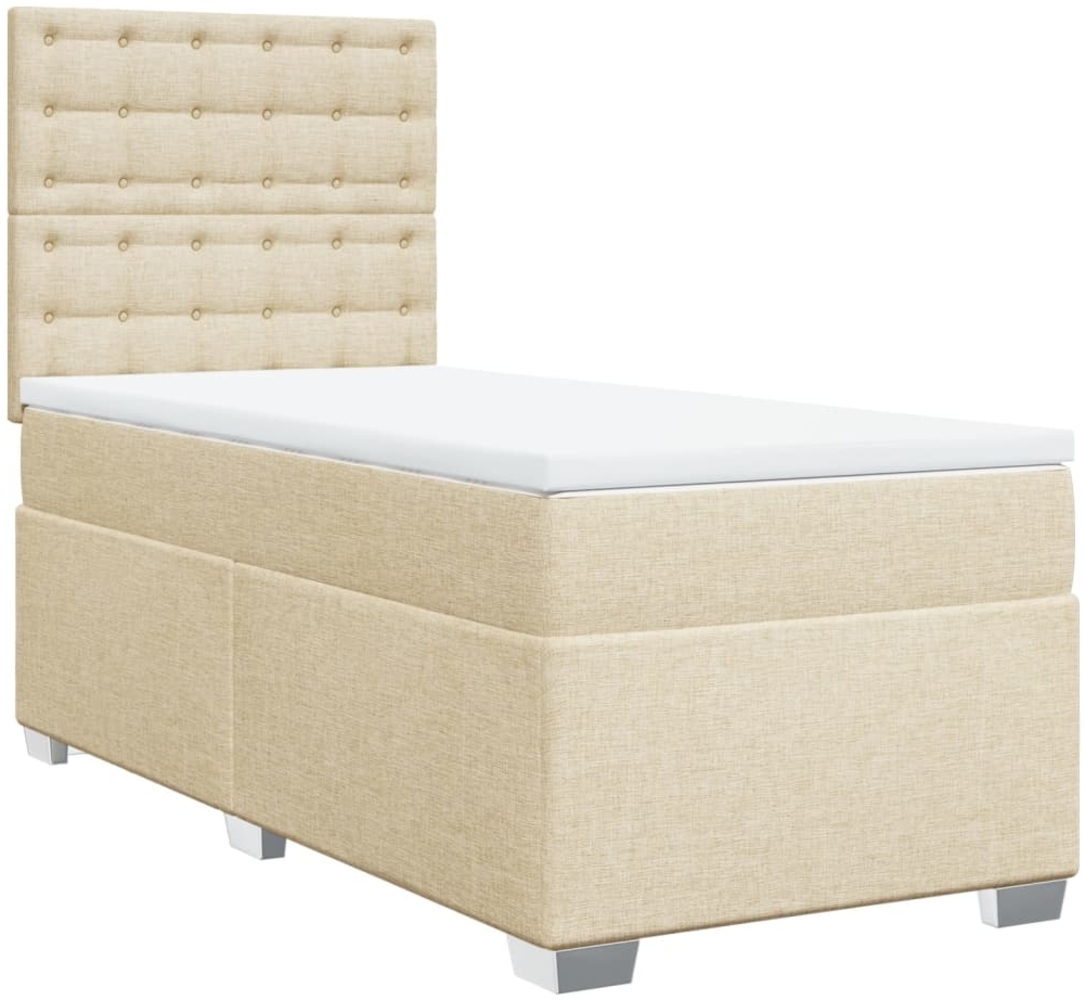 vidaXL Boxspringbett mit Matratze Creme 90x190 cm Stoff 3290362 Bild 1