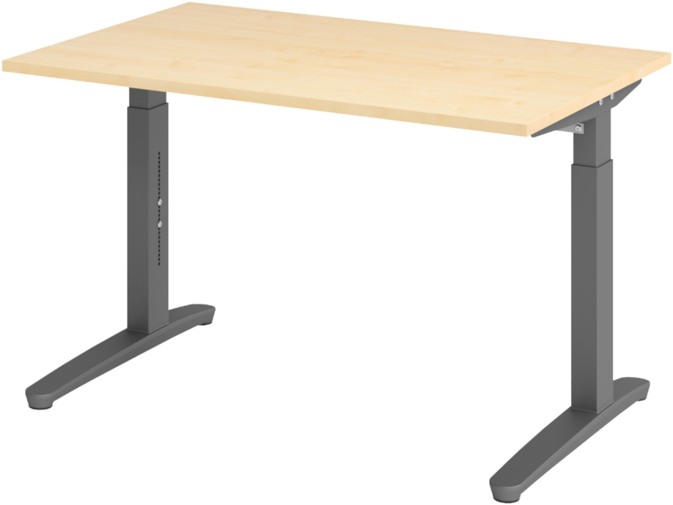 bümö manuell höhenverstellbarer Schreibtisch 120x80 in Ahorn, Gestell in graphit - PC Tisch höhenverstellbar & klein, höhenverstellbarer Tisch Büro, kleiner Computertisch verstellbar, X12-3-GG Bild 1