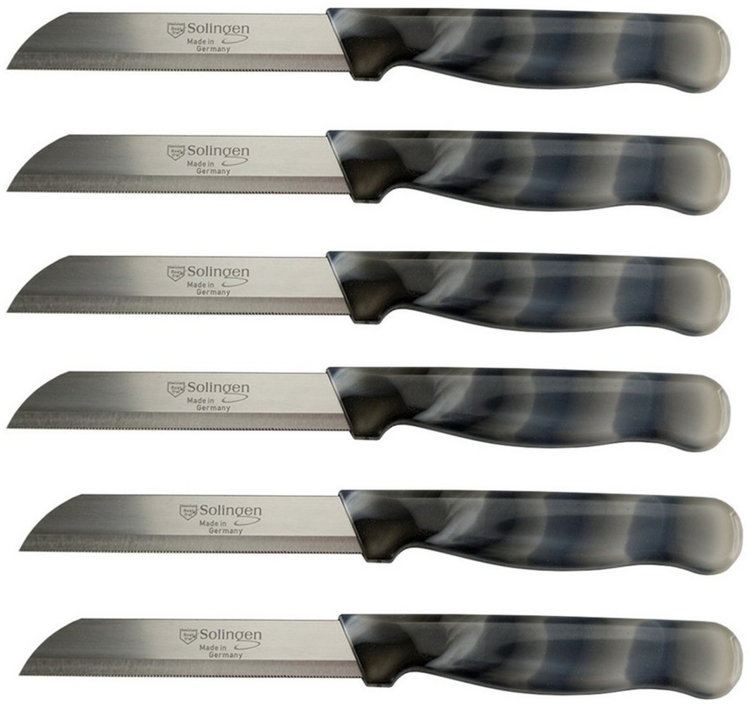 Visaggio Obstmesser Solingen Allzweckmesser Schälmesser Gemüsemesser Küchenmesser, Wellenschliff Solingen Messer, Marmor Optik, Edelstahl (rostfrei) Bild 1
