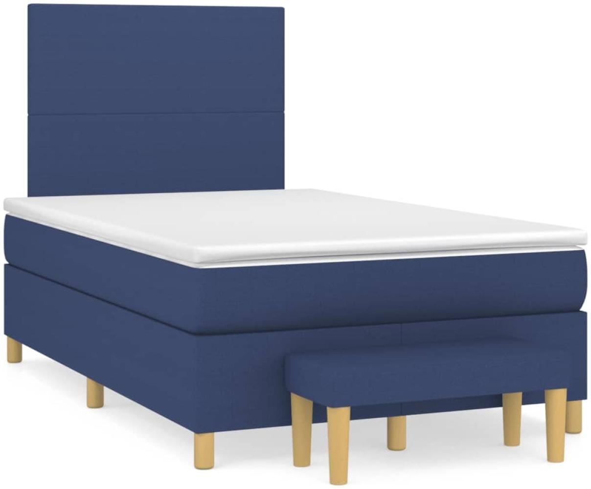 vidaXL Boxspringbett mit Matratze Blau 120x190 cm Stoff 3270396 Bild 1