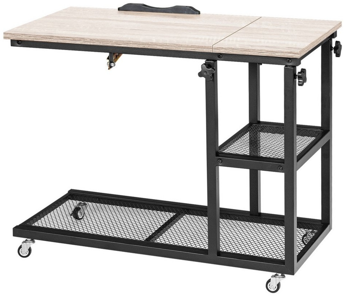 KOMFOTTEU Beistelltisch Laptoptisch, mit 5 Ablagen, mit Rollen, in C Form Bild 1