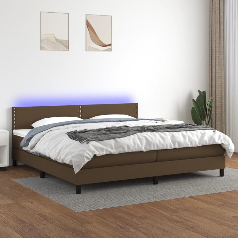 Boxspringbett mit Matratze & LED Stoff Dunkelbraun 200 x 200 cm, Härtegrad: H2 [3133104] Bild 1