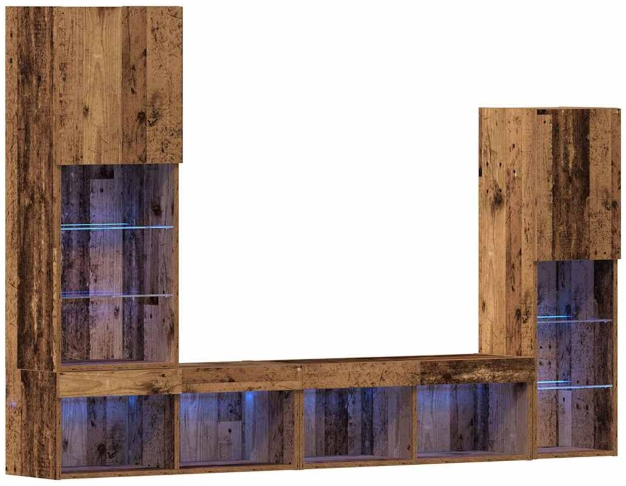 vidaXL TV-Schränk mit LED-Lichtleisten 4 pcs Altholz Holzwerkstoff 3334389 Bild 1