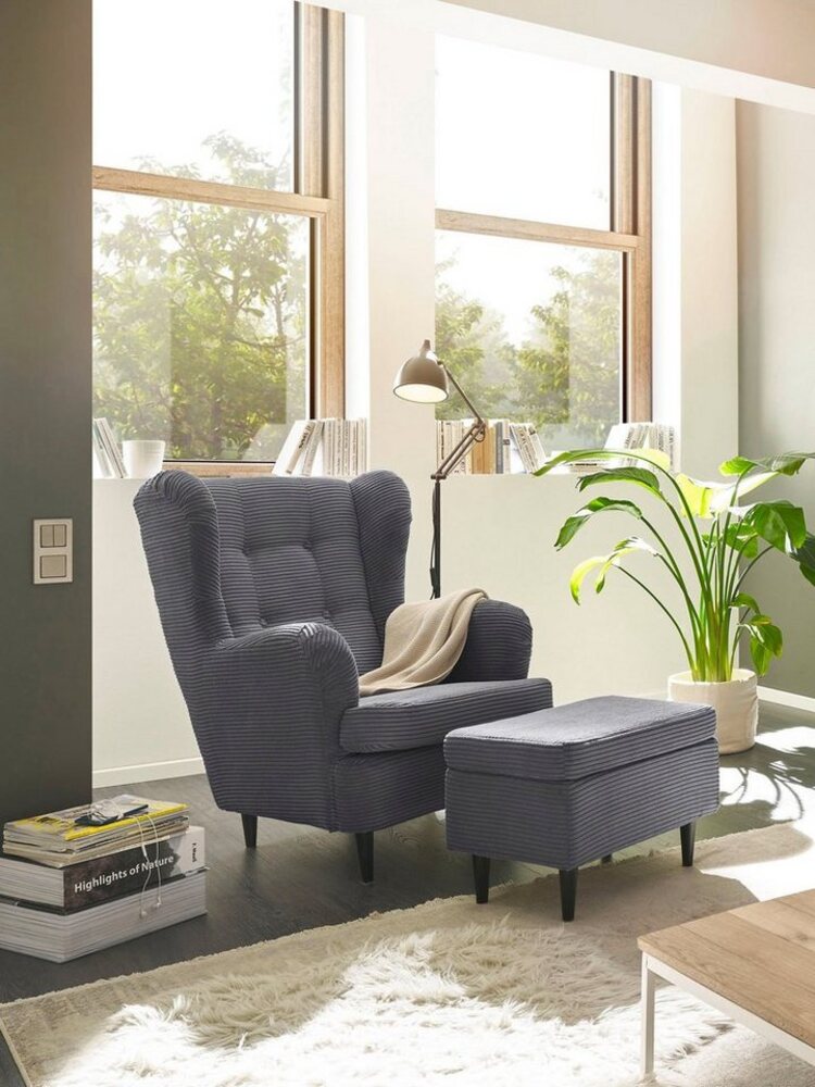 ED EXCITING DESIGN Ohrensessel Oskar, mit Massivholzfüßen Bild 1