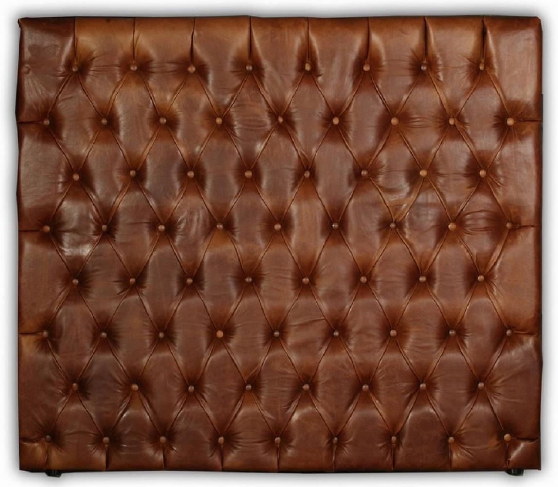 Casa Padrino Luxus Chesterfield Leder Bett-Kopfteil Braun 200 x H. 140 cm - Chesterfield Echtleder Schlafzimmer & Hotel Möbel - Luxus Kollektion Bild 1