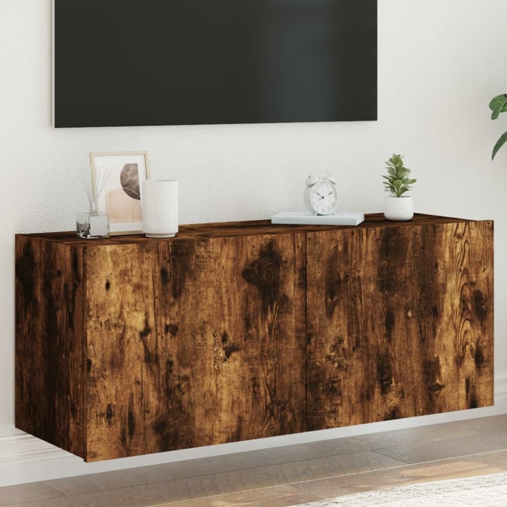 vidaXL TV-Wandschrank mit LED-Leuchten Räuchereiche 100x35x41 cm 837327 Bild 1