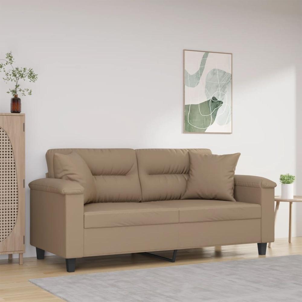 vidaXL 2-Sitzer-Sofa mit Zierkissen Cappuccino-Braun 140 cm Kunstleder 3200992 Bild 1