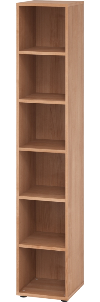 bümö Regal Nussbaum, Standregal aus Holz für 6 Ordnerhöhen - Bücherregal groß 40 cm schmal, Aktenregal für Ordner & Bücher, großes Büroregal, Holzregal, Ordnerregal, Buchregal, 964RE-N Bild 1