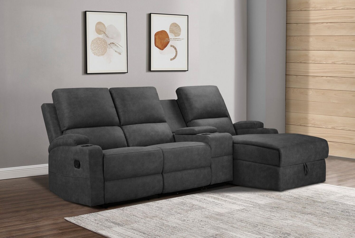 Home affaire Ecksofa Napori Multimediasofa, 3er Kinosessel XXL, L-Form, Kinosofa mit Relaxfunktion, Getränkehalter, Staufach und Staukasten Bild 1