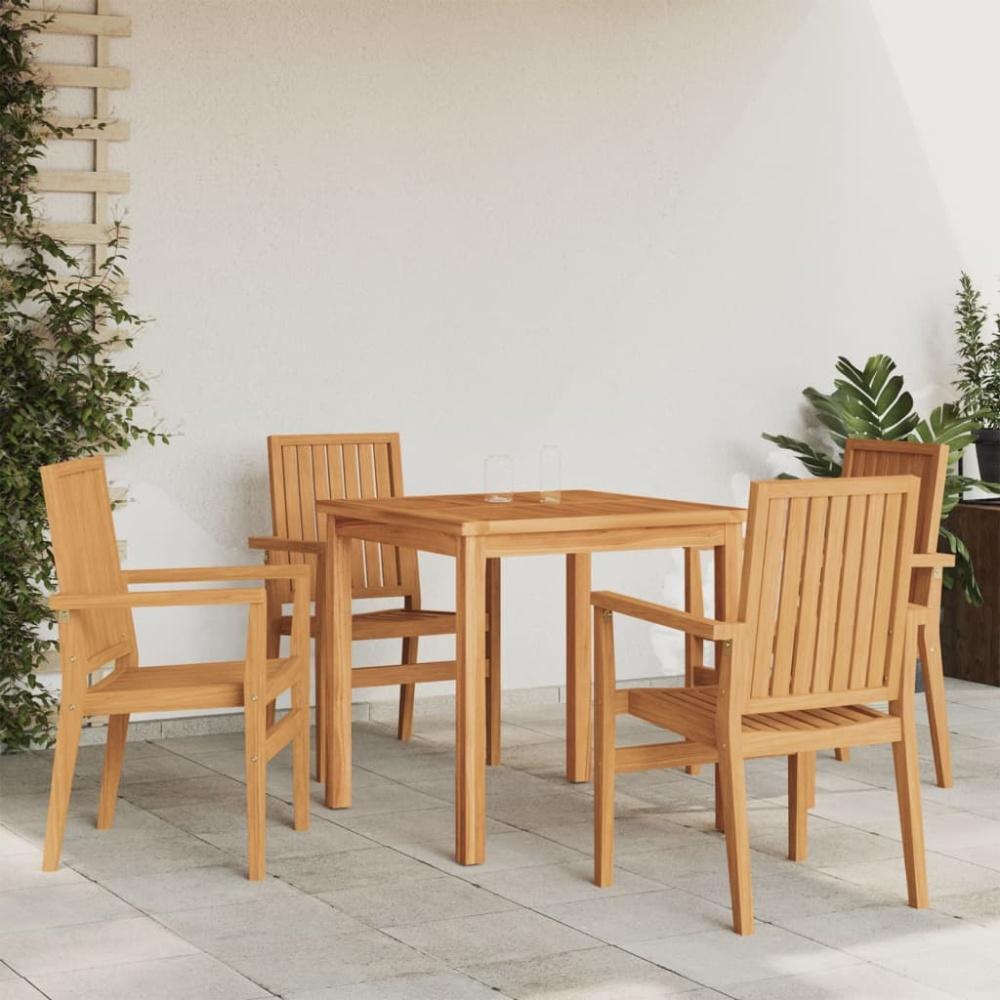 vidaXL Gartenstühle 4 Stk. Stapelbar 56,5x57,5x91 cm Massivholz Teak Bild 1