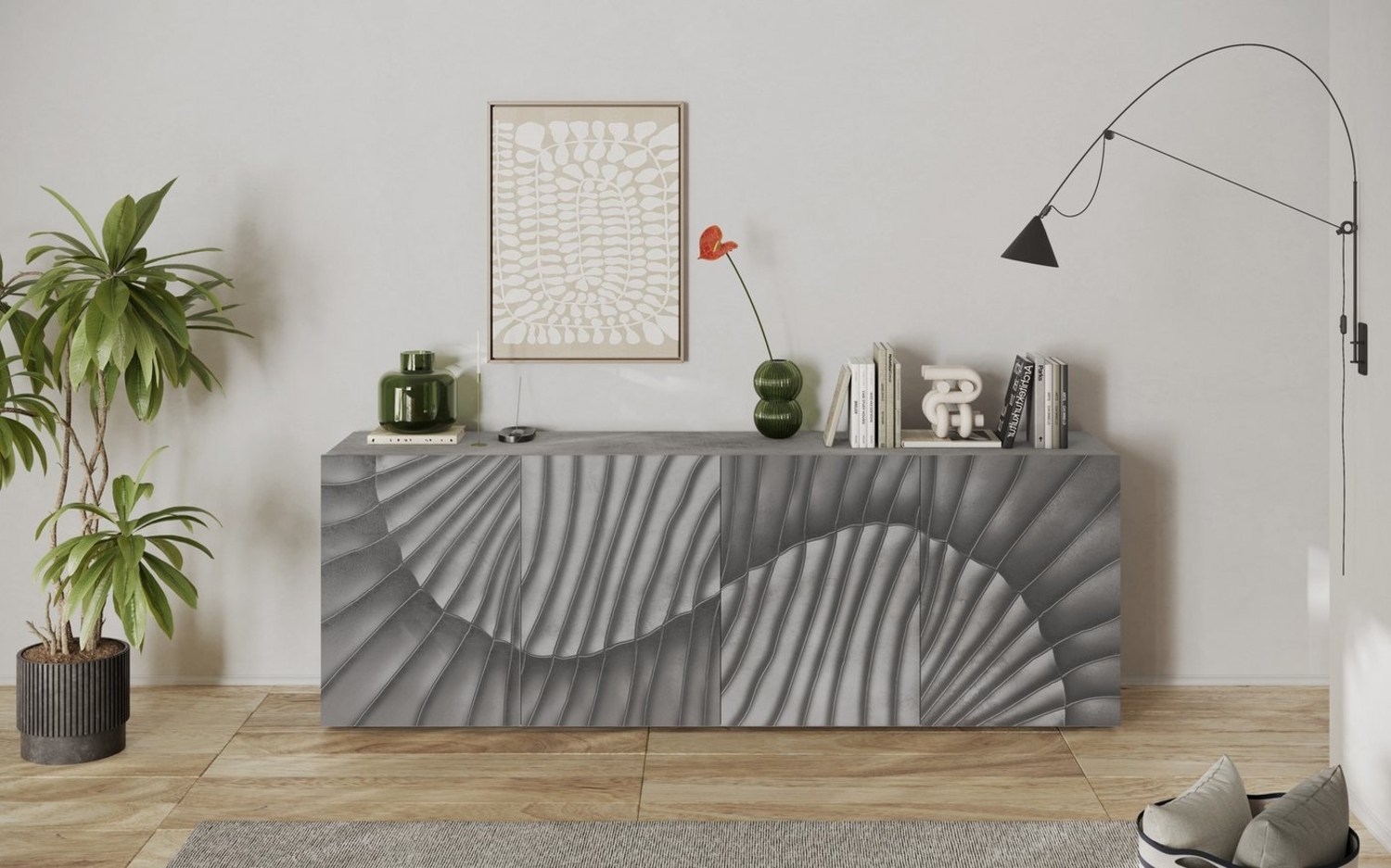 INOSIGN Sideboard Snake Breite 241 cm, moderne Kommode mit 4 Türen, Anrichte mit viel Stauraum, Front mit besonderem Siebdruck Bild 1