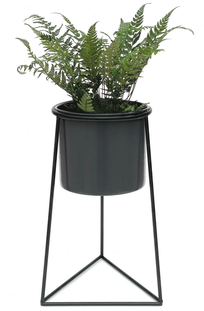 DanDiBo Blumenhocker mit Topf Metall Schwarz L 45 cm Blumenständer 96052 Blumensäule Modern Pflanzenständer Pflanzenhocker Bild 1