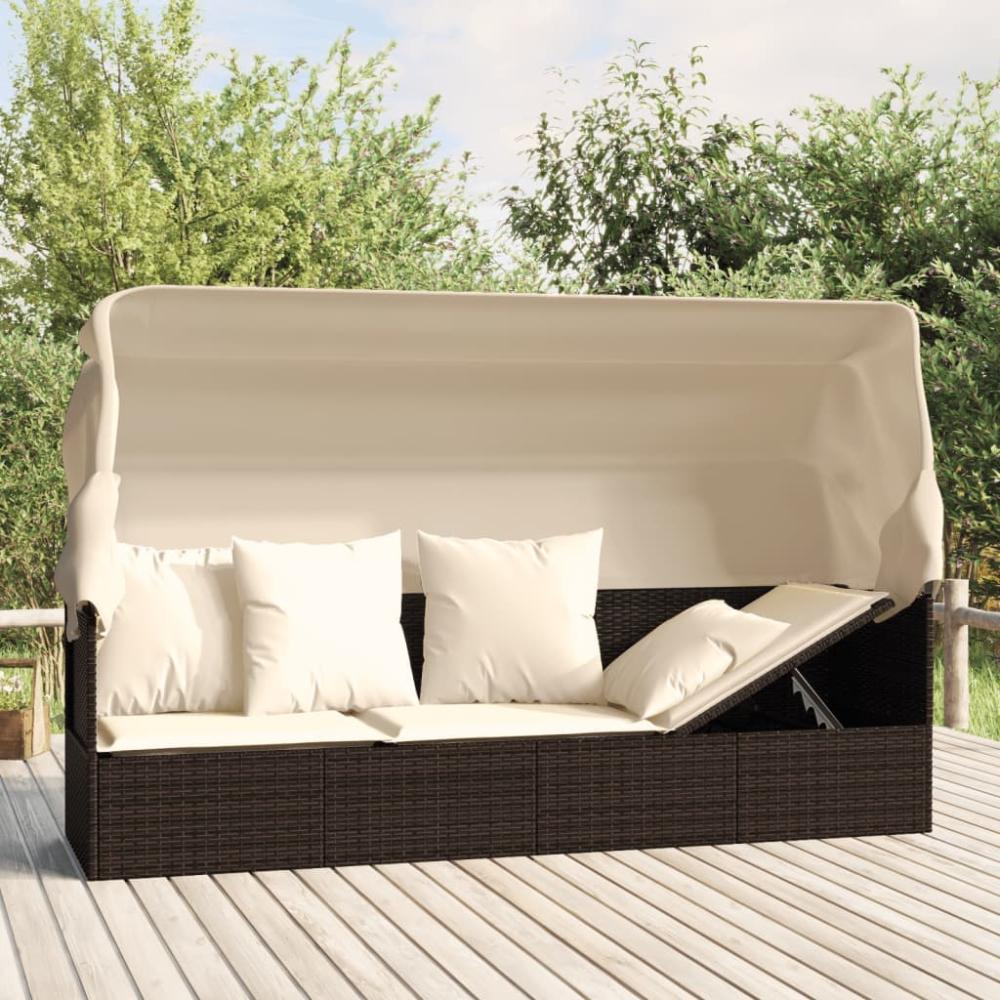 vidaXL Outdoor-Loungebett mit Dach und Kissen Braun Poly Rattan 319567 Bild 1