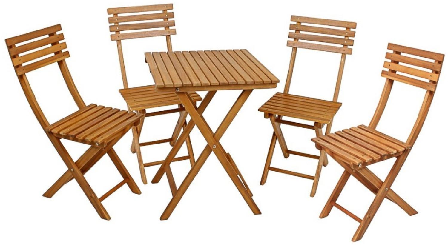 Balkon-Set Alameda, 5 teilig, Akazie, 1x Tisch, 4x Stühle Bild 1