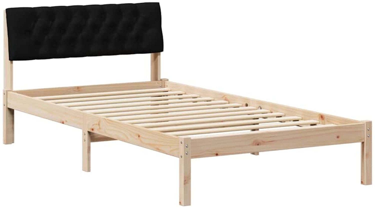 vidaXL Bettgestell Braun und Schwarz 100 x 200 cm Massivholz Kiefer 878631 Bild 1