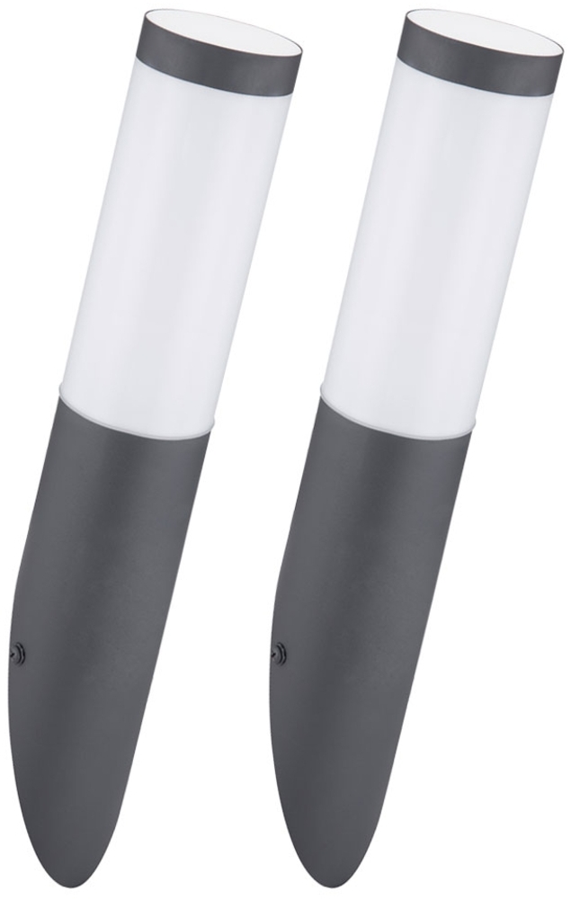 2er Set LED Fackel-Wandleuchte, Edelstahl anthrazit, H 40 cm Bild 1