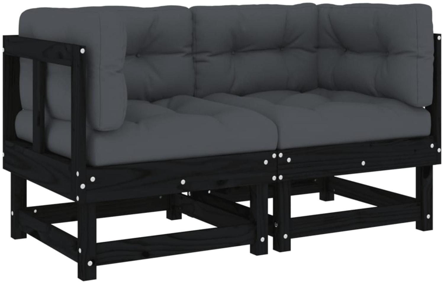 vidaXL Ecksofas mit Kissen 2 Stk. Schwarz Massivholz Kiefer 825454 Bild 1