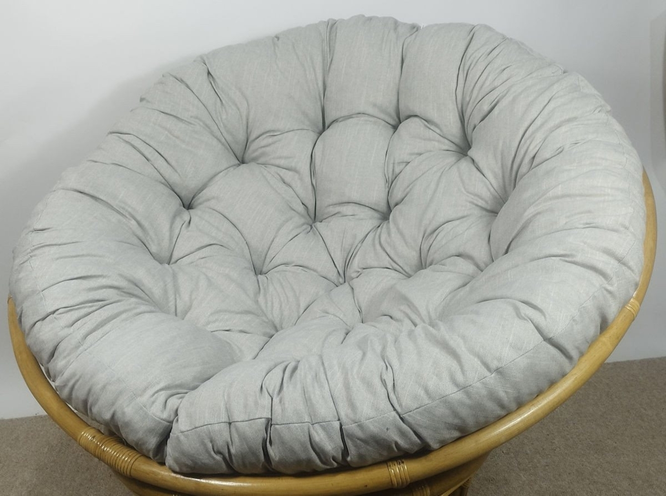 Rattani Polsterauflage Polster Kissen Auflage für Rattan Papasansessel / Papasan, Stoff Boheme Leinen Fb. Perla (helles grau / beige) Bild 1