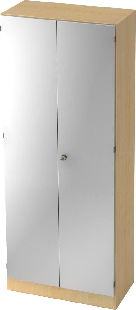 bümö office Aktenschrank abschließbar, Büroschrank groß aus FSC-Holz, 80cm breit in Ahorn/Silber - abschließbarer Schrank, Büroschrank abschließbar, Büro Möbel Schrank System, 6100-3-S-SG Bild 1