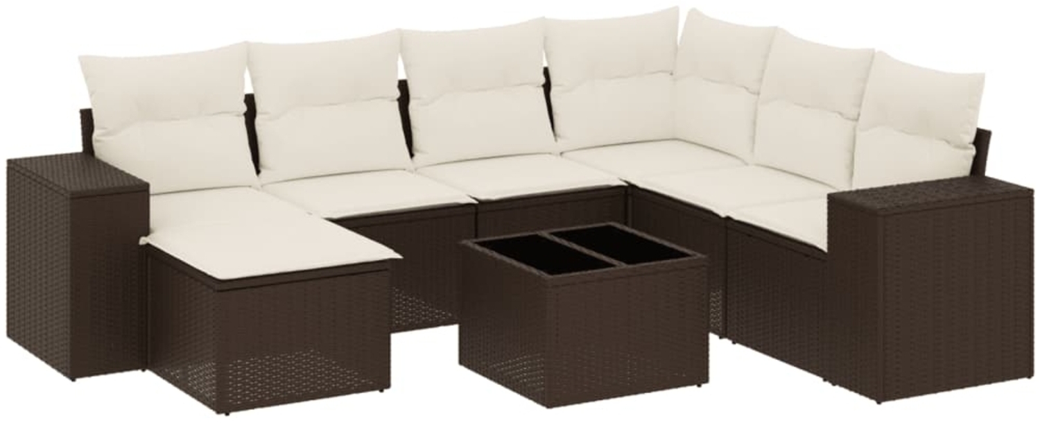 vidaXL 8-tlg. Garten-Sofagarnitur mit Kissen Braun Poly Rattan 3222912 Bild 1