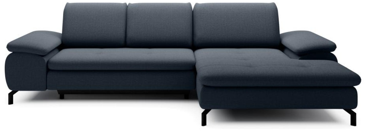 Vente-unique - Ecksofa mit Schlaffunktion - Ecke rechts - Strukturstoff - Blau - ARCHIBALD Bild 1