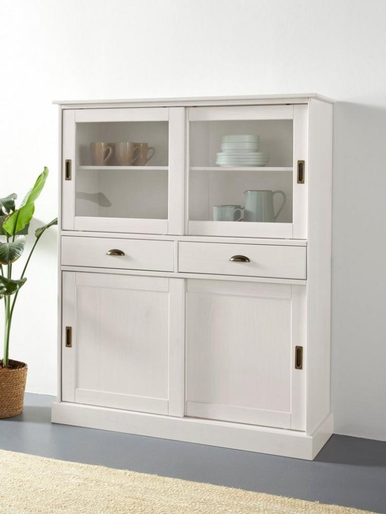 Home affaire Highboard Schröder, Vitrine aus massivem Kiefernholz, Breite 114 cm Bild 1