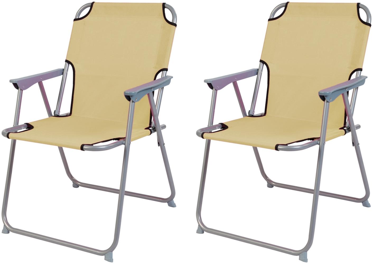 2 Stück Campingstuhl Stoff Oxfort Metall Beige Bild 1