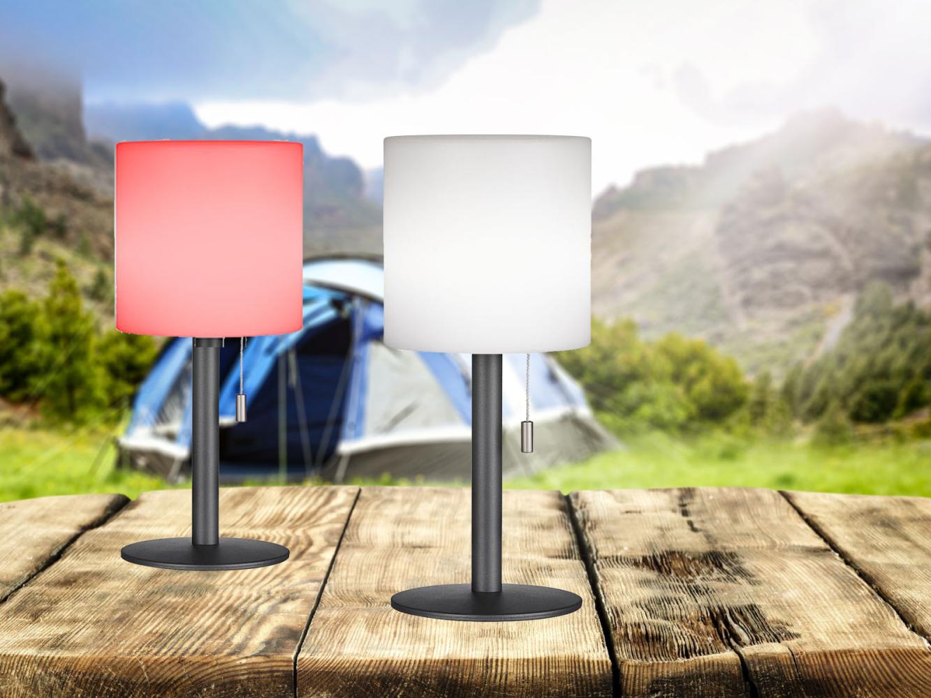 2er SET Outdoor Akku Tischlampen ohne Kabel - dimmbar & RGB - Höhe 30cm Bild 1