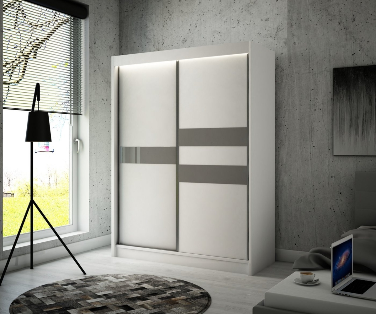 ALTDECOR Schiebetürenschrank ARRI (Kleiderschrank Garderobenschrank mit viel Stauraum Moderner Schrank) Vielseitiger Schwebetürenschrank Lacobel LED Beleuchtung Bild 1