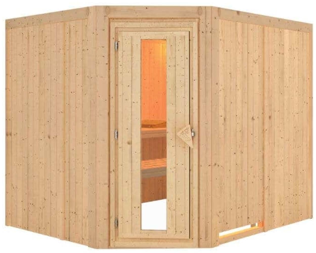 Karibu Sauna Innenkabine Malin Innensauna 3 Sitzbänke aus Holz Saunakabine mit 68 mm Wandstärke Dampfsauna mit Montagematerial Bild 1