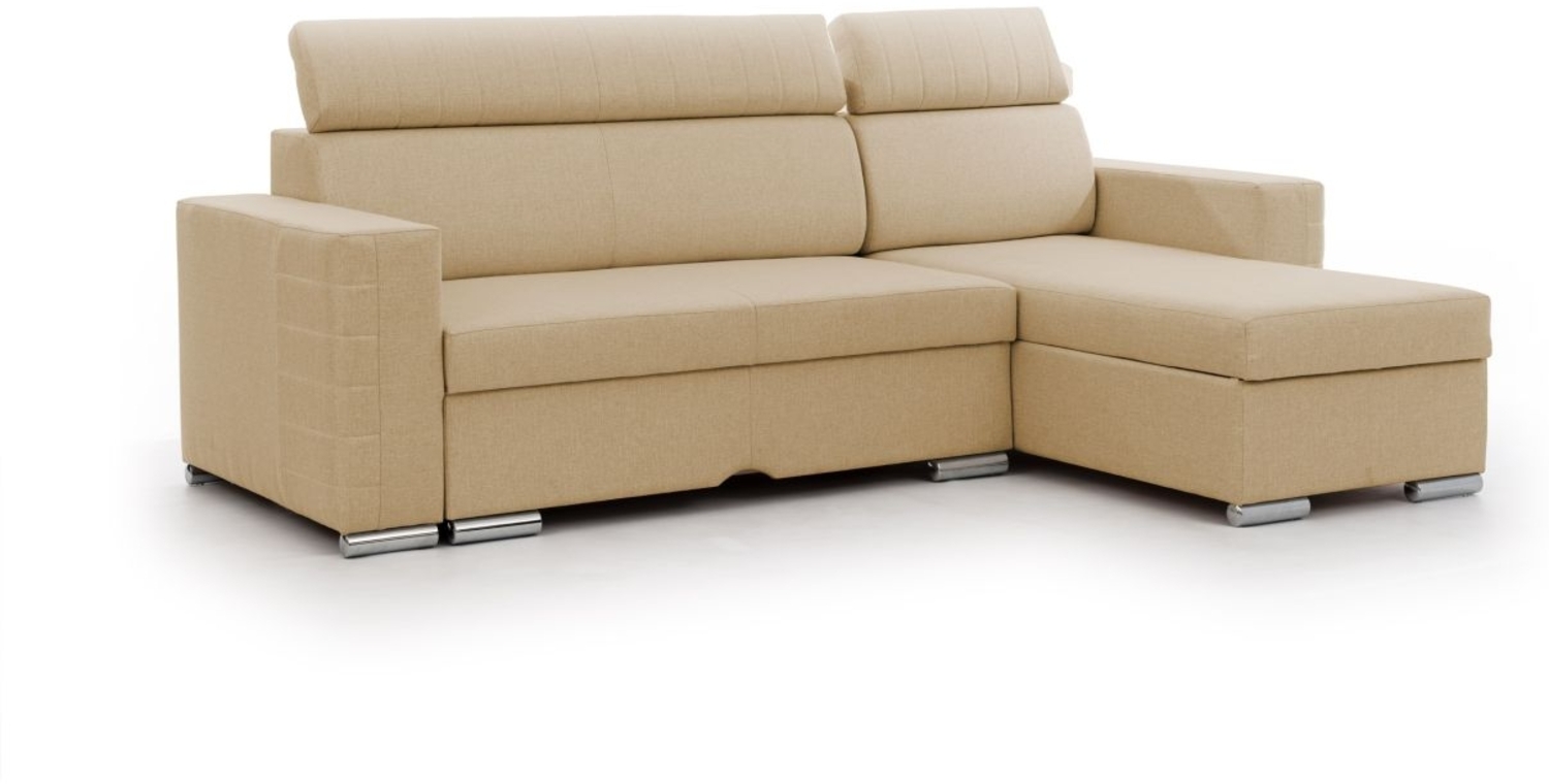 Ecksofa Schlafsofa Sofa CANTON in Stoff Liverpool Beige Ottomane Rechts Bild 1