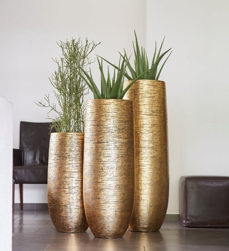 Flingora Bodenvase Lacey, mit Einsatz - Fiberglas - Indoor - Gold - Höhe 75 cm Bild 1