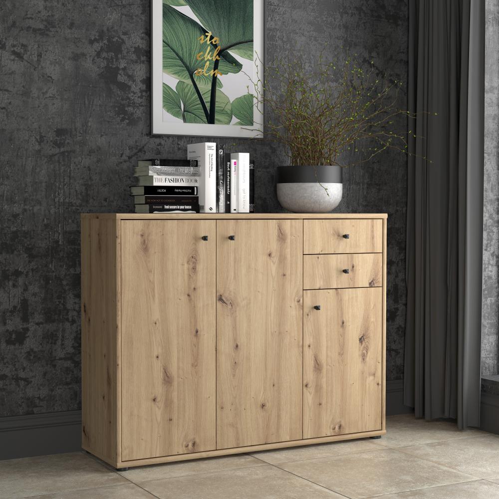 Kommode Sideboard mit Stauraum, 109 x 85 x 35 cm, Artisan Eiche Bild 1