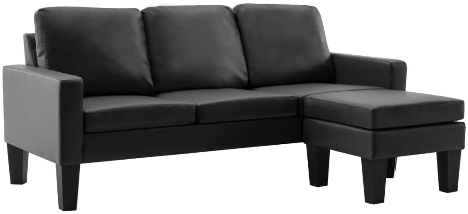 vidaXL 3-Sitzer-Sofa mit Hocker Schwarz Kunstleder 288767 Bild 1