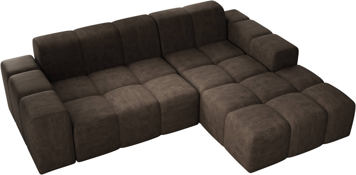 Ecksofa Fogo, Sofa ohne Schlaffuktion, Ecksofa L-Form Veloursstoff, Rechts Sofa, 245 x 68 x 180 cm, Braun Bild 1