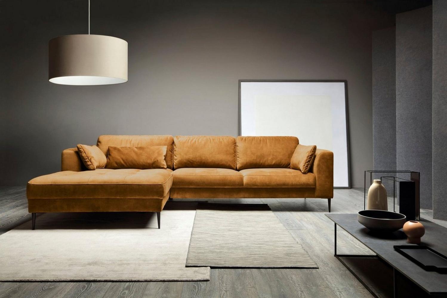 TRENDMANUFAKTUR Ecksofa Luzi, wahlweise mit Schlaffunktion und Bettkasten bestellbar, L-Form, Designsofa mit tollem Sitzkomfort, Metallfüße schwarz, Breite 280 cm Bild 1