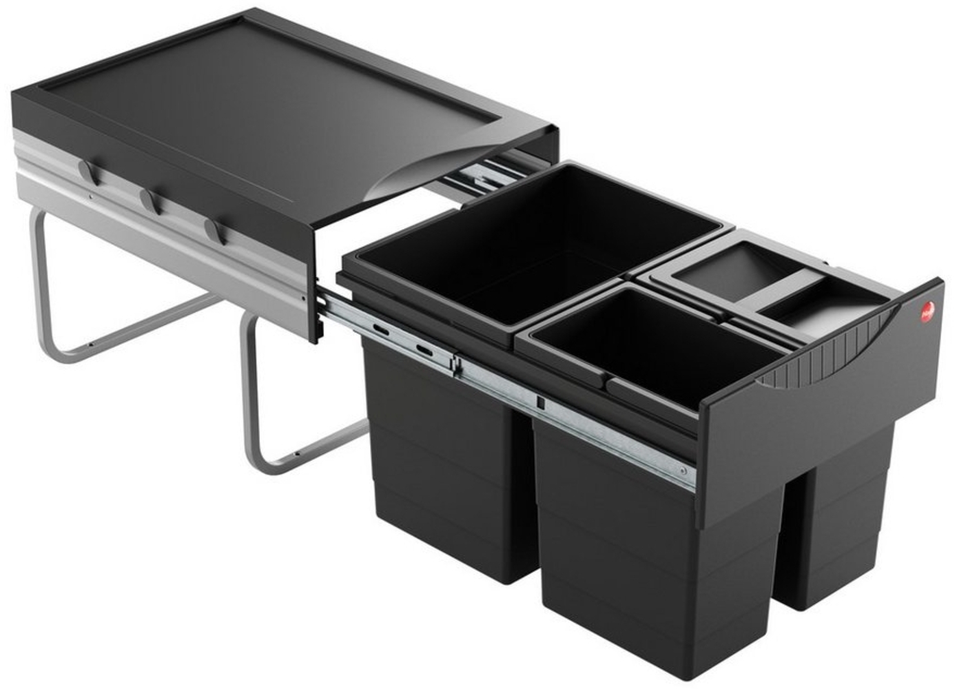 HAILO RAUMSPAR TANDEM 18/8,5/8,5/D dunkelgrau mit 35 Liter Abfallvolumen / ab 40 cm Schrankbreite Bild 1