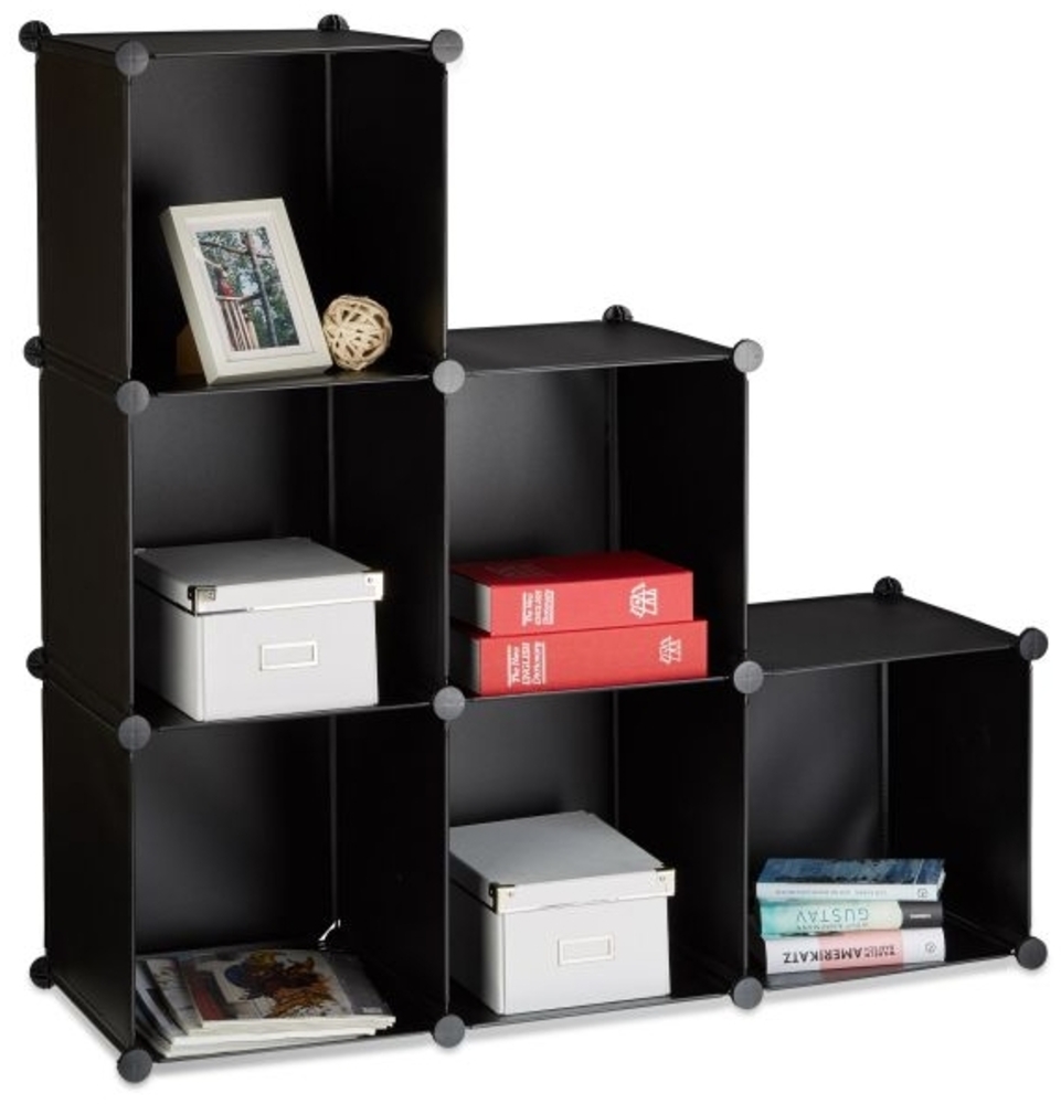 2 x Stufenregal 6 Fächer schwarz Bild 1