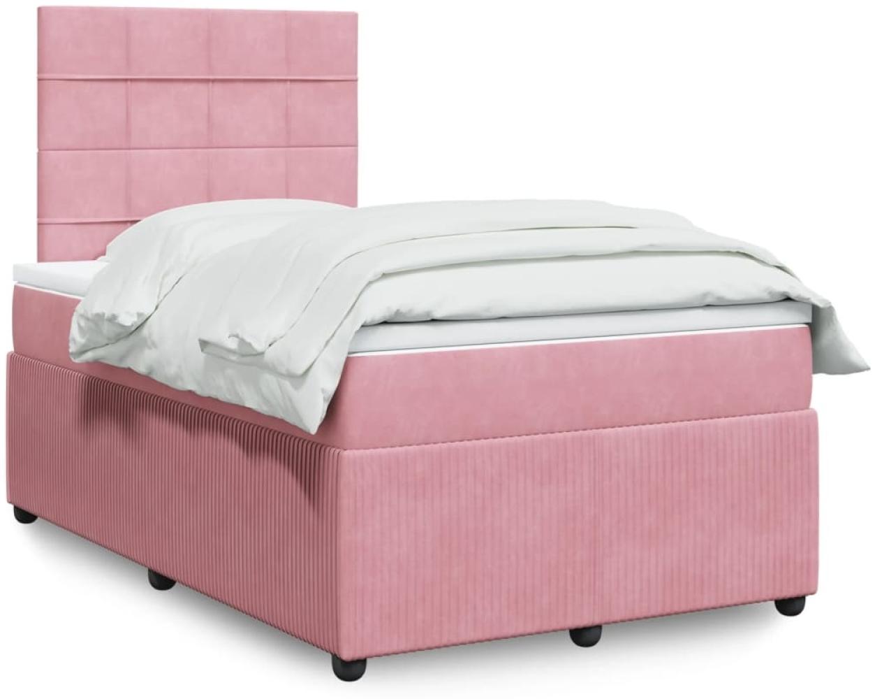 vidaXL Boxspringbett mit Matratze Rosa 120x200 cm Samt 3292315 Bild 1