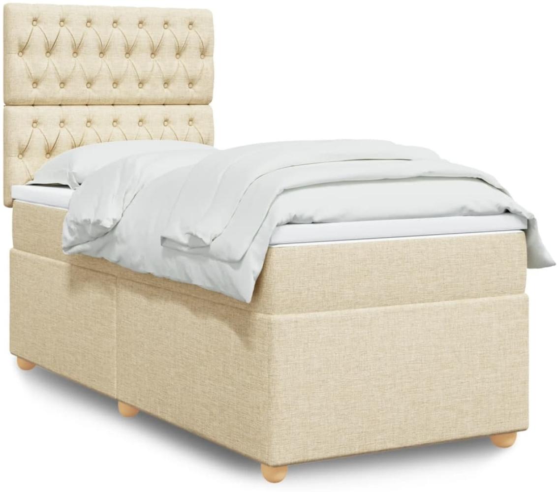 vidaXL Boxspringbett mit Matratze Creme 80x200 cm Stoff 3293419 Bild 1