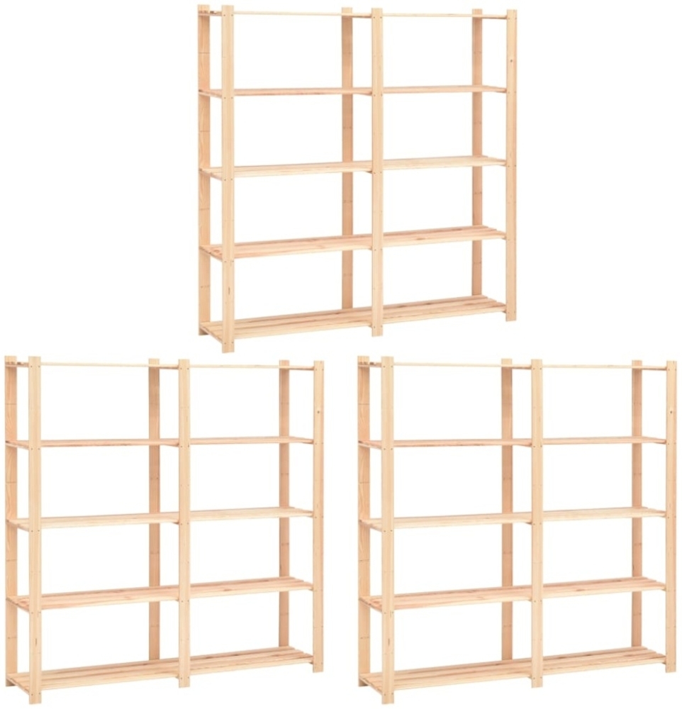 vidaXL Lagerregale 5 Böden 3 Stk. 170x38x170cm Massivholz Kiefer 500kg 3051110 Bild 1