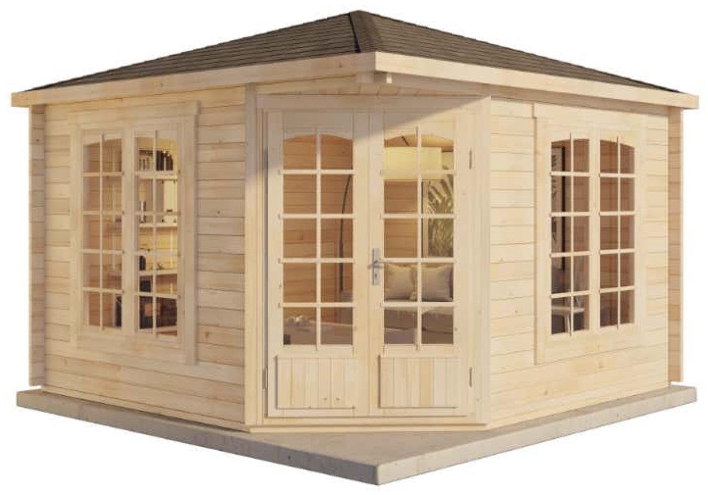 Alpholz 5-Eck Gartenhaus Modell Josephine-40 B Gartenhaus aus Holz in Braun Holzhaus mit 40 mm Wandstärke Blockbohlenhaus mit Montagematerial Bild 1