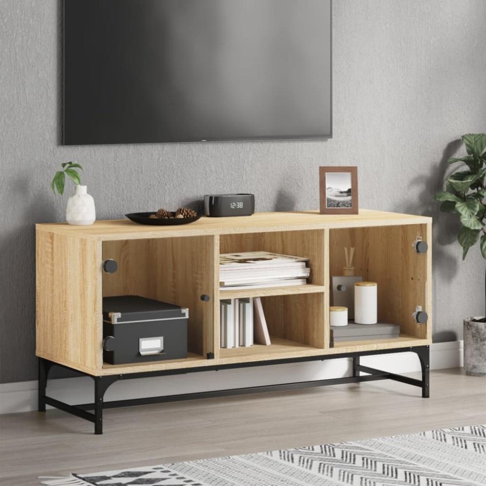 vidaXL TV-Schrank mit Glastüren Sonoma-Eiche 102x37x50 cm 836534 Bild 1