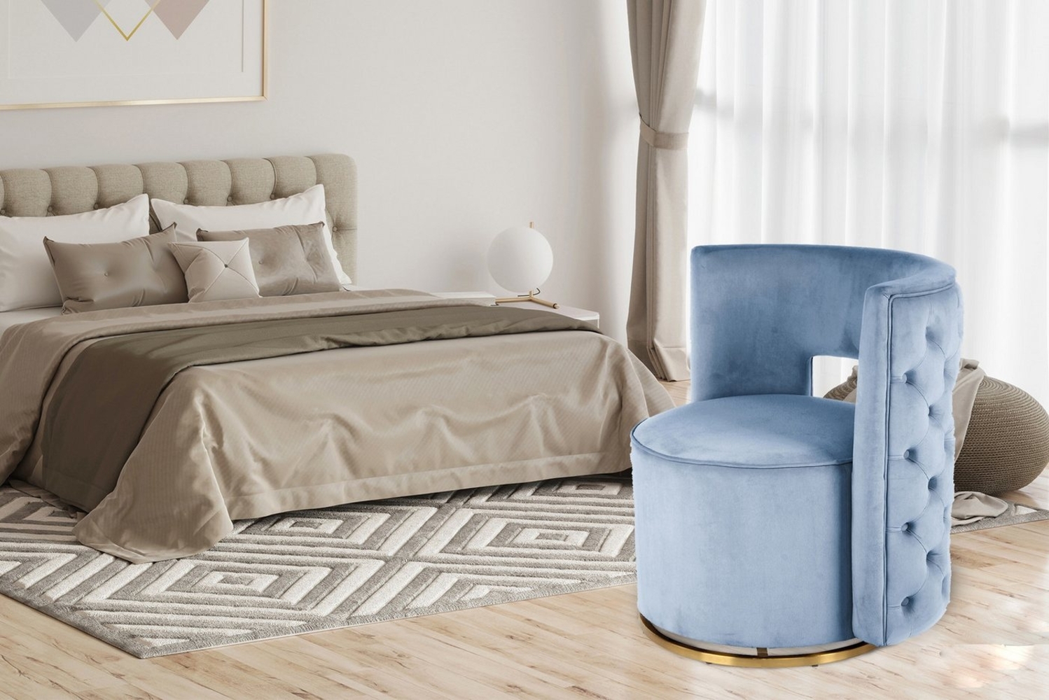 Glamouröser Polsterstuhl – Samtiger Sitzkomfort mit Zierknöpfen & Elegantem Design Bild 1