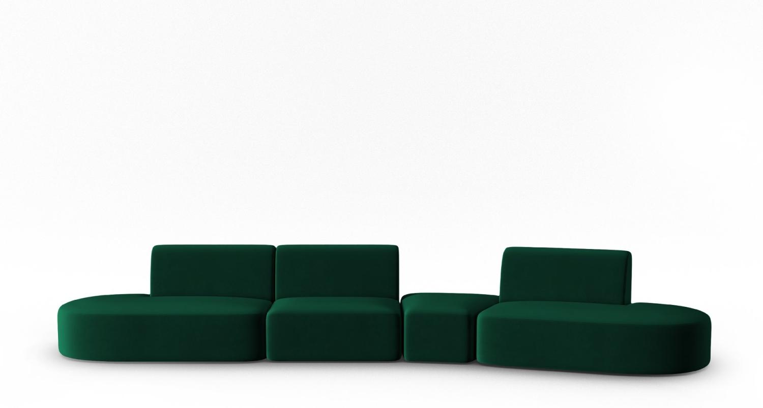 Micadoni Modulares Sofa Shane 6-Sitzer Rechts Samtstoff Flaschengrün Bild 1