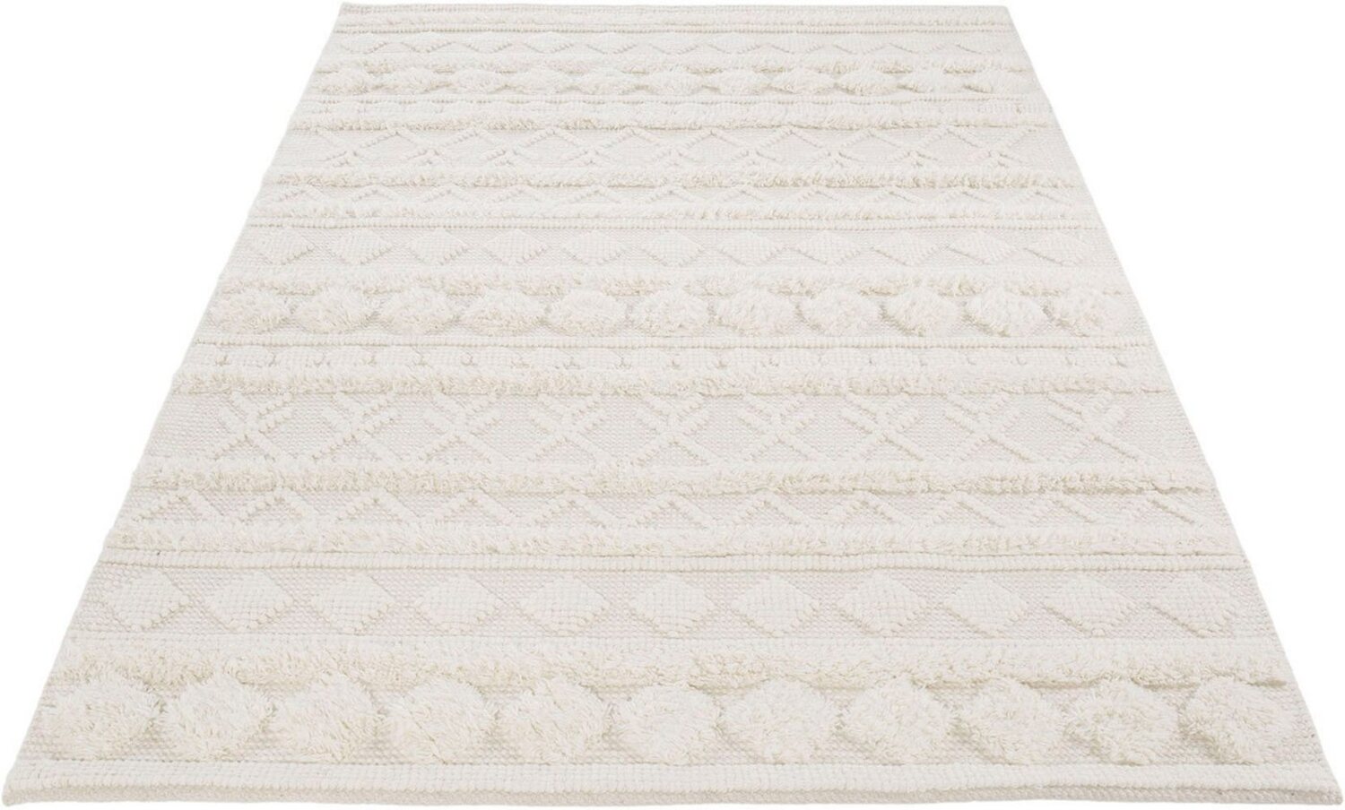 LUXOR living Wollteppich Hägga, rechteckig, Höhe: 15 mm, Handweb Teppich, reine Wolle, handgewebt, Hoch-Tief Struktur Bild 1