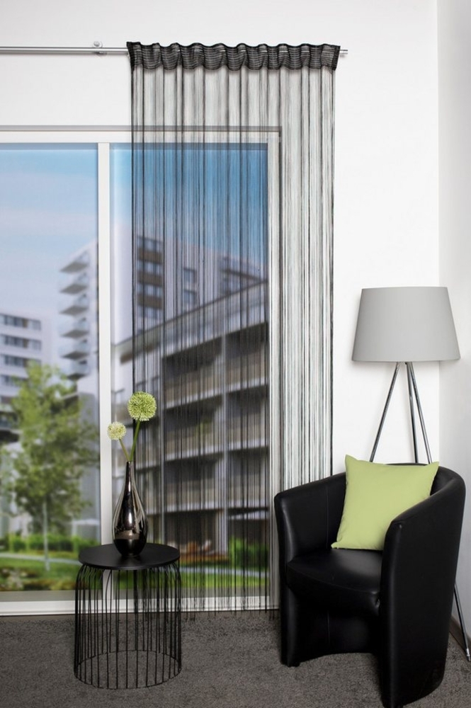 HOME WOHNIDEEN Fadenvorhang SIMINO (1 St), Multifunktionsband, transparent, Jacquard, Fadenstore Jacquard, Kombiband Bild 1